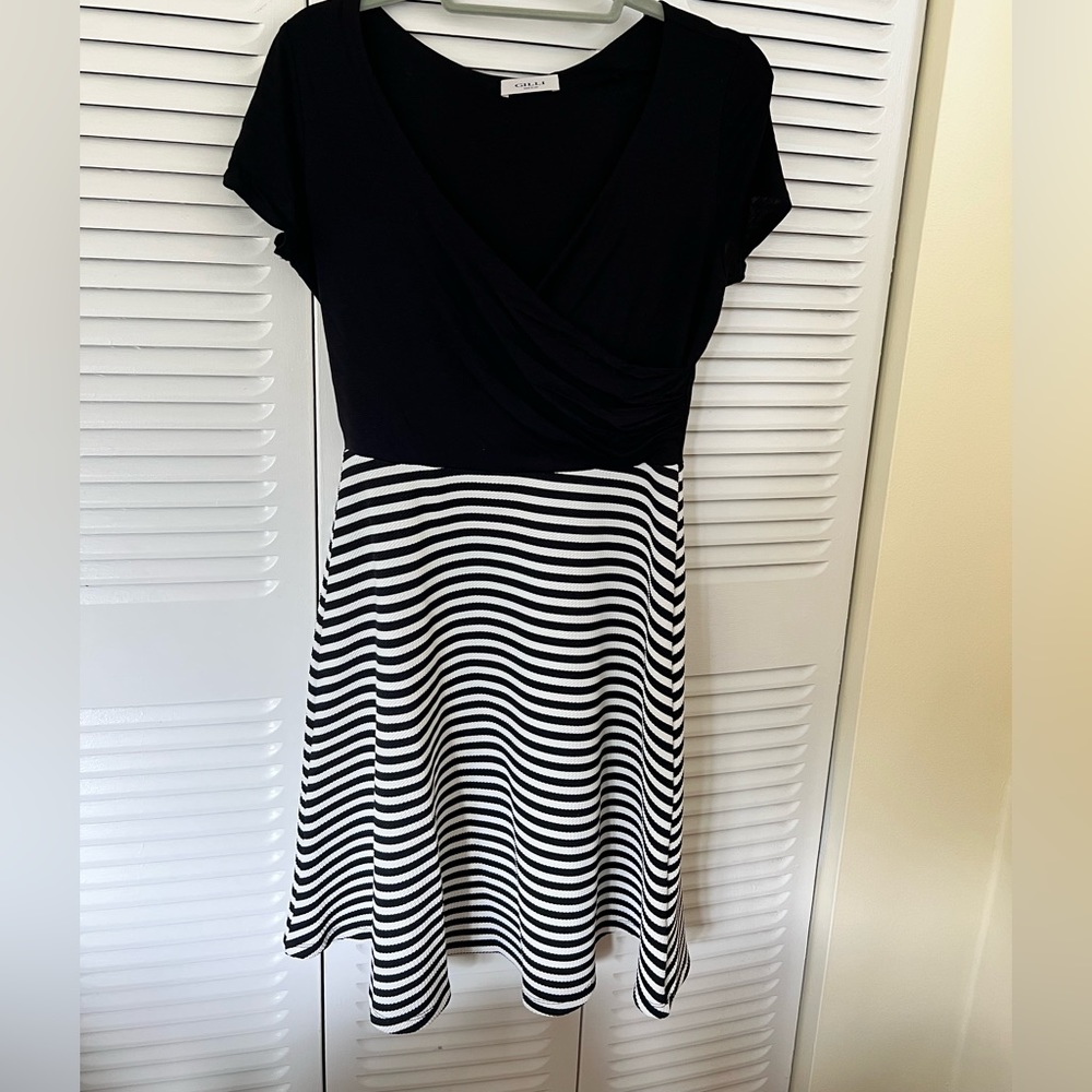 Black and white striped dress, size large